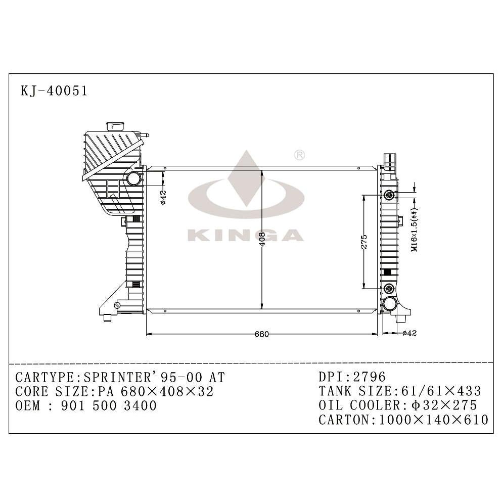 MERCEDES SPRINTER 1995~2006 [BM90 W901 W902 W903] KJ-40051 - KINGA ...
