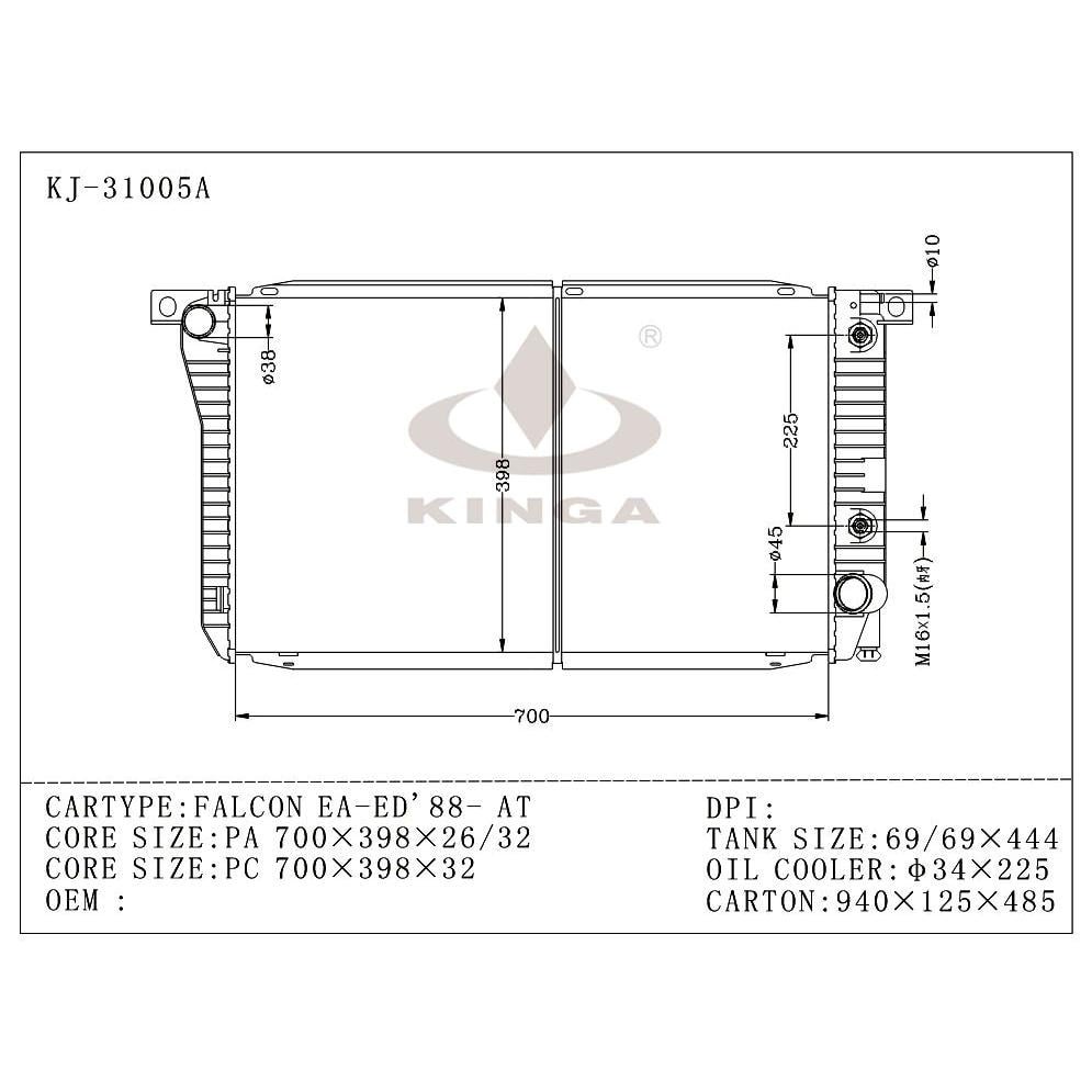 FORD FALCON 1993~1997 [XG XH] KJ-31005 - KINGA RADIATORS NZ | Kinga ...