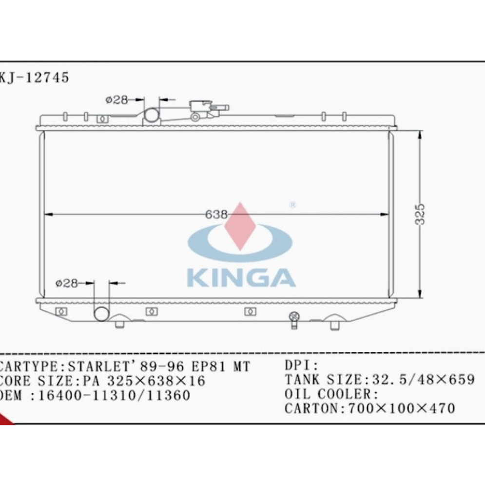 TOYOTA STARLET 1989~1998 [EP80/81/82/85/90/91/95] KJ-12745 - KINGA ...