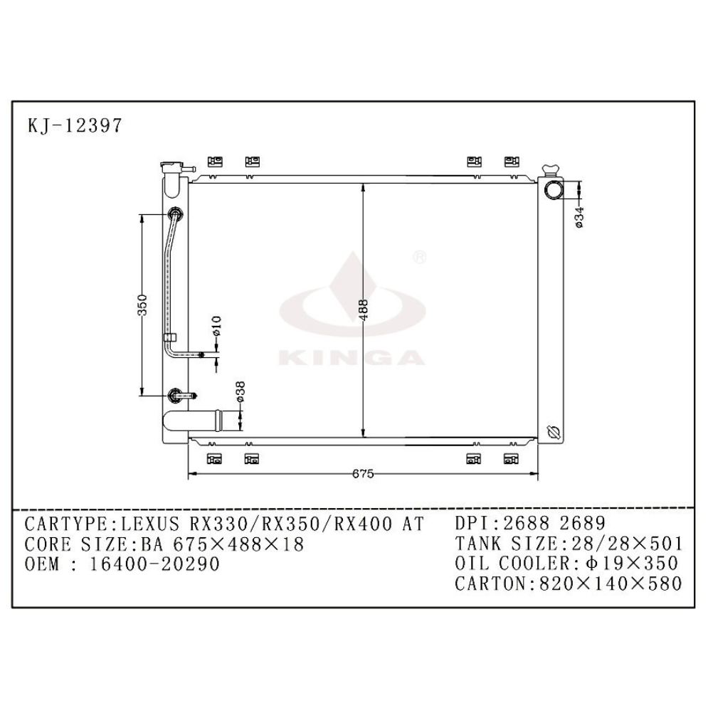 LEXUS RX330, RX350, RX400 2003~2008 [XU10 AL10 MCU30] KJ-12397 - KINGA ...